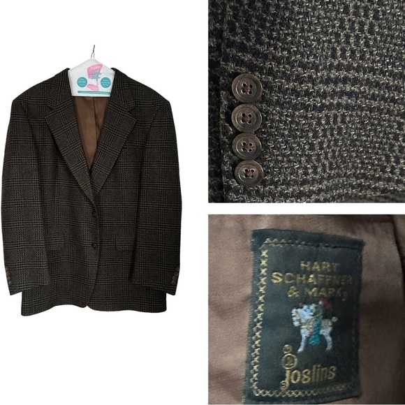 Hart Schaffner Marx Blazer Brown Plaid Two Button Wool Preppy Office Size 41R - Picture 1 of 13